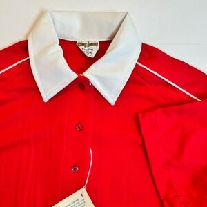 Vintage King Louie Creation Bowling Shirt Red White Trim Womens Medium M USA